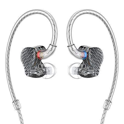 FiiO FA7 Best Over The Ear Headphones/Earphones Detachable Cable Design HiFi Quad Balanced Armature Driver in-Ear Monitors for iOS and Android Computer PC Tablet(Smoke Geometric with Silver Panel)