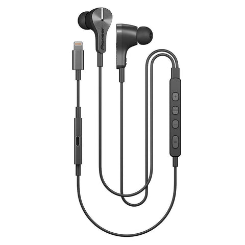 Pioneer Rayz Plus (Graphite) Active Noise Cancelling Wired Earphones with Microphone in ear corded Smart Noise Reduction, Auto-pause, Hands-free, Hey Siri MFI Certified Compatible iPhone, iPad, iPod