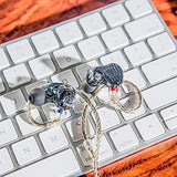 FiiO FA7 Best Over The Ear Headphones/Earphones Detachable Cable Design HiFi Quad Balanced Armature Driver in-Ear Monitors for iOS and Android Computer PC Tablet(Smoke Geometric with Silver Panel)