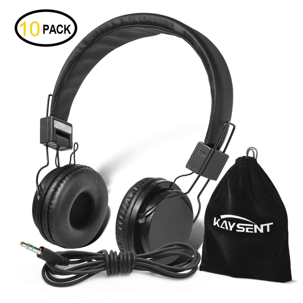 Kaysent Heavy Duty Headphones Set for Students - (KHPB-10B) 10 Packs Classroom Kids' Headphones for School, Library, Computers, Children and Adult(No Microphone)