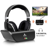 Wireless Headphones for TV with RF Transmitter for Netflix Hulu Watching and Listening-Digital Over Ear Cordless TV Headphones Rechargeable 20 Hour Battery and Charging Dock Also for Hard of Hearing
