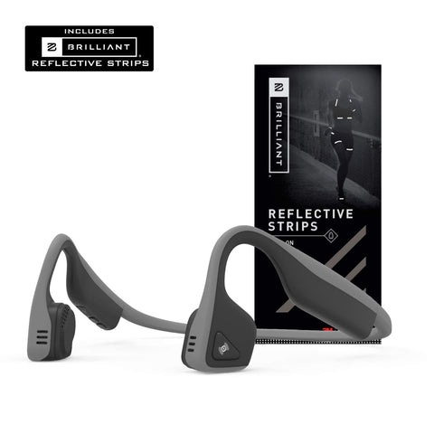 AfterShokz Trekz Titanium Open-Ear Wireless Bone Conduction Headphones with Brilliant Reflective Strips, Slate Grey, AS600SG-BR