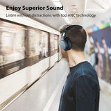 Avantree [Upgraded] Active Noise Cancelling Wireless Headphones for Airplane Travel Mowing, Bluetooth Wired ANC Sound Cancelling Over Ear Headphones with Mic, Fast Stream Hi-Fi Headset for TV PC Phone