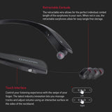 Phiaton BT 150 NC Black Wireless Bluetooth Retractable Headphones - Active Noise Cancelling Bluetooth Headphones with Touch Control Neckband and Wireless Headphone Mic