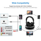 Wireless TV Headphone, VOGEK Hi-Fi Stereo 2.4G RF Headset with Transmitter Charging Dock, Optical Fiber TV Earphone 100ft Wireless Range Rechargeable for TV/PC/Phone (Not Bluetooth)