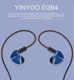 Yinyoo Earbuds D2B4 in-Ear Earphones HiFi Earphones Noise Isolating Earbuds Drummer Earphones with 2DD Dual Dynamic Drivers 4BA Balanced Armature Drivers MMCX Connector Cable (Blue)