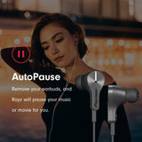 Pioneer Rayz Plus (Graphite) Active Noise Cancelling Wired Earphones with Microphone in ear corded Smart Noise Reduction, Auto-pause, Hands-free, Hey Siri MFI Certified Compatible iPhone, iPad, iPod