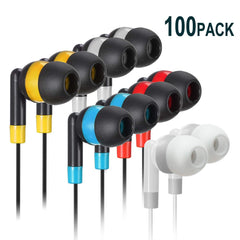 Bulk Earbuds Headphones Wholesale Earphones - Keewonda 100 Pack Disposable Ear Buds Bulk Multi Colored Headphones for School Classroom Students