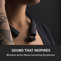 Phiaton BT 100 NC Black Wireless Bluetooth Active Noise Cancelling Neck Band Style Earphones with Mic