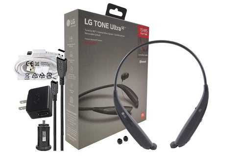 LG Tone Ultra SE HBS-835s Bluetooth Wireless Stereo Headset Black - with Wall/Car Charger (Retail Packing Kit)