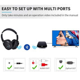 TV Headphones, BKM100 Wireless Headphones for TV with Bluetooth Transmitter & Receiver Set (CSR BC8670) with Optical, Plug & Play, Foldable, No Delay, Hi-Fi Stereo Digital Headset for TV/Phones/PC