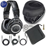 Audio-Technica ATH-M50x Professional Monitor Headphones + Slappa Full Sized HardBody PRO Headphone Case (SL-HP-07)