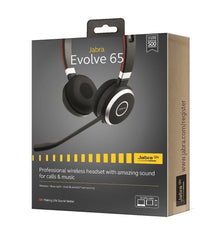 Jabra Evolve 65 UC Stereo Wireless Bluetooth Headset / Music Headphones Includes Link 360 (U.S. Retail Packaging)