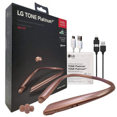 LG Tone Platinum Alpha HBS-930 HD Bluetooth Headset Gold - Harman Kardon with 2in1 USB Lighting & Micro (Retail Packing Kit)
