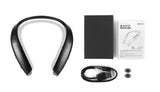 EXFIT BCS-S1000 Wireless Bluetooth Headphones, Surround Sound External Speakers, Retractable Earbuds, Siri and Google Assistant Compatible, 25 Hour Battery (Black)