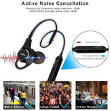 LINNER Active Noise Cancelling Headphones Earbuds, Wireless Bluetooth Earbuds Extra Bass, Noise Cancelling Earphones with Microphone and Remote (13 Hours Playtime, Premium Aluminum Matte Black)