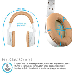 Naztech i9 Wireless Active Noise Cancelling 4.1 Bluetooth Headphones with in-line Microphone Up to 30 hrs Playtime for iPhones, Smartphones, Tablets, Computers, TV & Work/Airplane Adapter Included