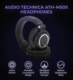 Audio-Technica ATH-M50x Closed Back Dynamic Headphones Bundle with Antlion Audio ModMic 4 with Mute Switch, USB Audio Adapter, and Y Splitter for Audio, Mic