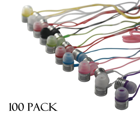 JustJamz Jelly Matte Colorful in-Ear Wholesale Headphones 3.5mm Stereo Multi-Color Bulk Earbuds (100 Pack)