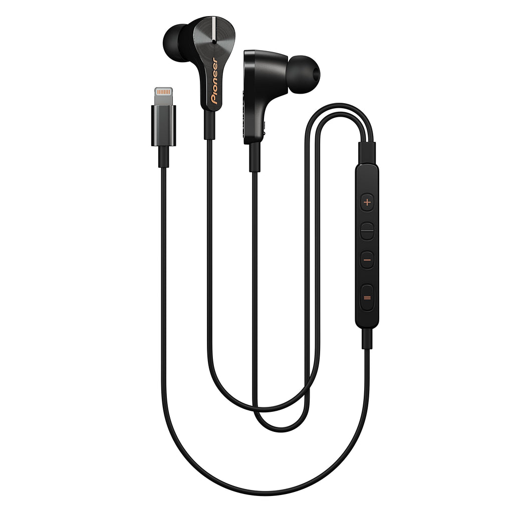 Pioneer Rayz Original Active Noise Cancelling Earbuds wired with Mic, Auto-pause, Hands-free Hey Siri, Lightning Cable Earphones Compatible with iPhone, iPad and iPod. MFI Certified (Onyx Black)