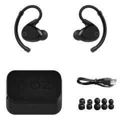 EOZ Air TWS True Wireless Bluetooth 5.0 Earbuds with mic and Charging Case - Incredible Sound & 90 Hours of Playtime (All Black)