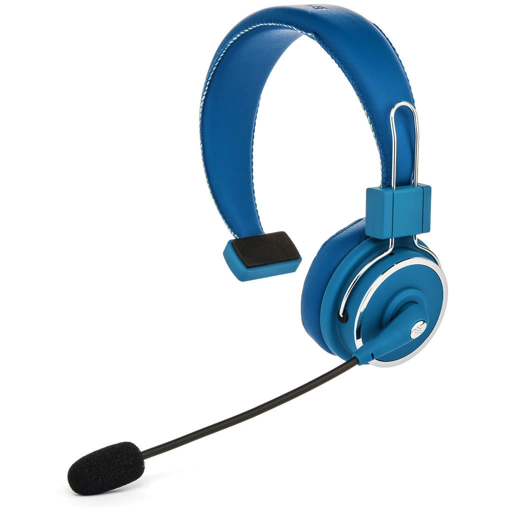 Blue Tiger Elite Premium Wireless Bluetooth Headset - Professional Truckers' Noise Cancellation Head Set with Microphone - Clear Sound, Long Battery Life, No Wires - 34 Hour Talk Time - Blue
