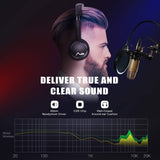 Lasmex HB-69 Bluetooth Headphone Over Ear, Hi-Fi Stereo Wireless Headset Ergonomic Protein Earpads丨Noise Reduction丨Built in Deep Bass丨Foldable Telescopic Arms丨Wired Mode for Travel Work TV PC Mobile