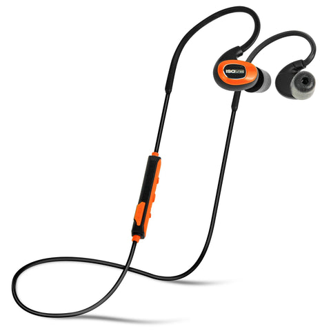 ISOtunes PRO Bluetooth Earplug Headphones, 27 dB Noise Reduction Rating, 10 Hour Battery, Noise Cancelling Mic, OSHA Compliant Bluetooth Hearing Protector (Safety Orange)