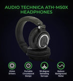 Audio-Technica ATH-M50x Professional Studio Headphones Bundle with Antlion Audio ModMic 5 Attachable Microphone, and Blucoil Y Splitter for Audio, Mic