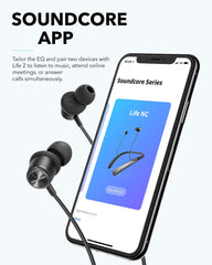 Bluetooth Neckband Headphones, Soundcore Life NC, Active Noise Cancelling Bluetooth Headset with Hi-Res Audio, Clear Calls, Transparency Mode, Multi-Device Connection, Flight Mode for Travel, Business