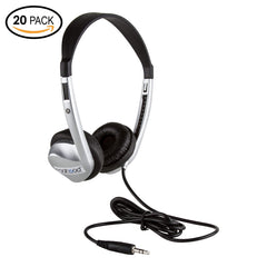 Egghead EGG-IAG-1008FA-BK-SO-20 Heavy-Duty Stereo School Headphones W/Leatherette Ear Cushion & Tangle-Free Cord- (Pack of 20), Black