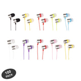 JustJamz Jelly Matte Colorful in-Ear Wholesale Headphones 3.5mm Stereo Multi-Color Bulk Earbuds (100 Pack)