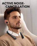 Bluetooth Neckband Headphones, Soundcore Life NC, Active Noise Cancelling Bluetooth Headset with Hi-Res Audio, Clear Calls, Transparency Mode, Multi-Device Connection, Flight Mode for Travel, Business