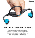 Damson HeadBones X - Wireless Bluetooth Bone Conduction Headphones with Built-in Microphone - Water and Sweat Resistant (Blue)