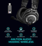 Audio-Technica ATH-M50x Professional Studio Headphone Bundle with Antlion Audio ModMic Wireless Attachable USB Microphone