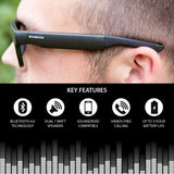 Inventiv Wireless Bluetooth Sunglasses, Open Ear Music & Hands-Free Calling, for Men & Women, Polarized Lenses, Compatible with iPhone/Android (Black/Grey Tint)