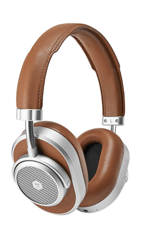 Master & Dynamic MW65 Active Noise-Cancelling (ANC) Wireless Headphones - Premium Bluetooth Over-Ear Headphones, Silver Metal/Brown Leather