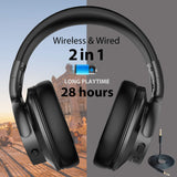 Avantree [Upgraded] Active Noise Cancelling Wireless Headphones for Airplane Travel Mowing, Bluetooth Wired ANC Sound Cancelling Over Ear Headphones with Mic, Fast Stream Hi-Fi Headset for TV PC Phone
